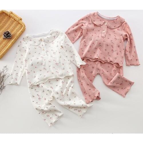 Toddler Baby Girls Home Clothes Suit Spring Autumn Infant Baby Girls Pajamas Set Printing Cotton Long Sleeve T-shirt+Pants