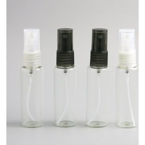360 x 30ml Clear Glass Perfume Spray Bottle Glass Vial Women Cosmetic Spray Containers Refillable Plastic White Black Cap