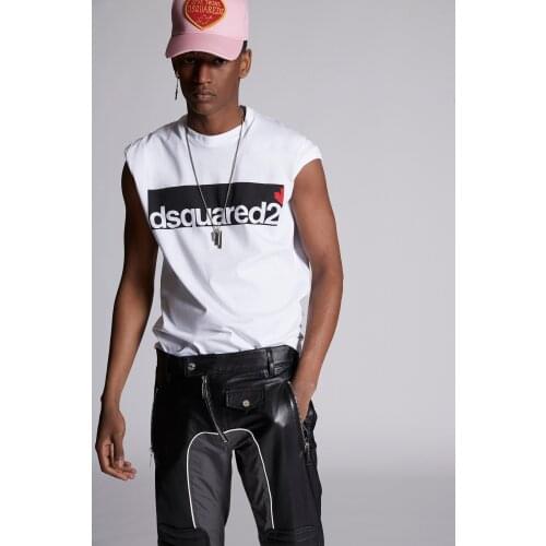Fashion summer mens flag printed T-shirt high street Dsquared2 brand cotton minimalist Tee Unisex short sleeve tops for men