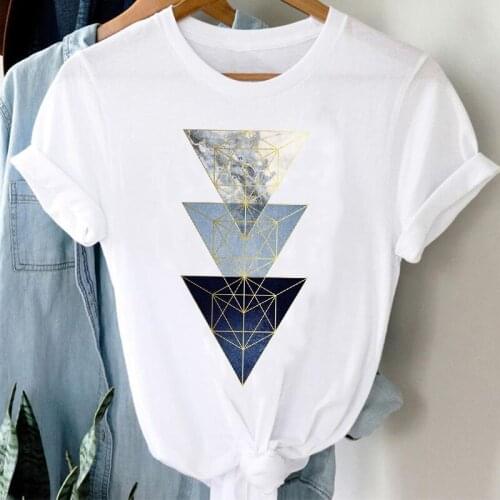 T-shirts Women 90s Office Work Travel Geometric Kawaii Cute Fashion Clothes Graphic Tshirt Top Lady Print Female Tee T-Shirt