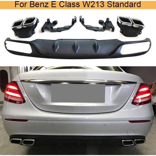 PP Rear Bumper Diffuser Lip for Mercedes-Benz E Class W213 Standard 2016 - 2018 Car Rear Bumper Diffuser with Exhaust Tips