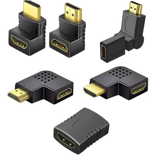 HDMI Female to Female Adapter Male to Female 90 Degree Elbow Cable Cord Extension Adapter Converter 1080P
