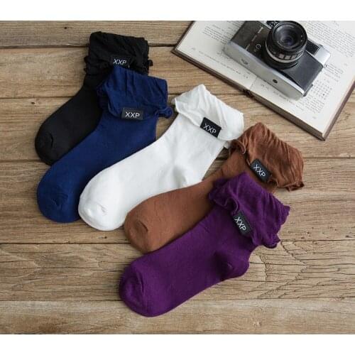 Cotton Women Socks Cute Lace Fungus Spring Fashion Crew Socks Color Women Breathable Solid Casual Japanese Sock