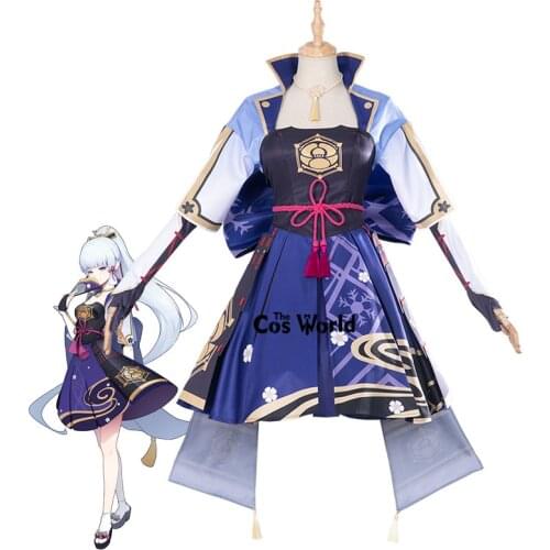 Genshin Impact Kamisato Ayaka Dress Uniform Outfit Games Cosplay Costumes