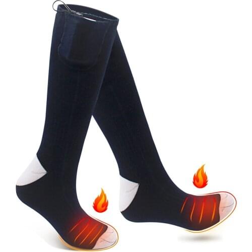Navy Blue Winter Warm Electric Heated Socks Kit Rechargeable battery Health Electric Cotton Socks for Unisex as Gift for Family