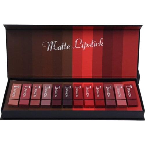 12 Colors Matte Lipstick Set, Waterproof Long Lasting Lip Balm Gloss, Non-Stick Cup Lipstick Kit For Lips Makeup with Gift Box