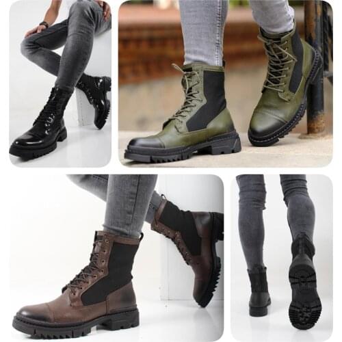 Turkish Quality 2020 Boots for Men Boot Winter Shoes Fashion Snow Boot Bright Black Green Brown Ankle Footwear Basic Comfortable