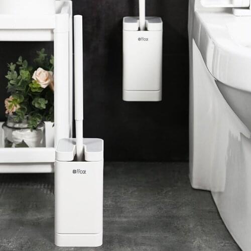 Wall Mounted White Toilet Brush Nordic Space No Dead Spots Tools Toilet Brush Cleaning with Flip Brosse Wc Bathroom Fixture DH50