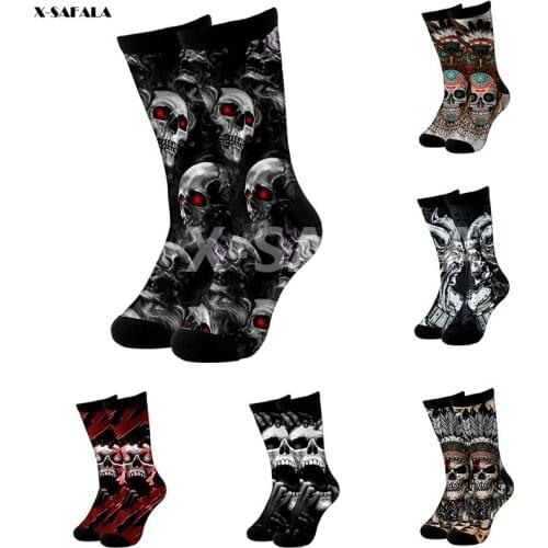 Skull Head Viking 3D Fashion Long Socks Cycling Casual Novelty High Socks Men Women Cotton Funny Colorful Leg Calf Cotton-2