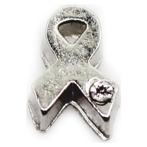 New 20pcs/lot silver cancer awareness ribbon floating charms living glass memory floating lockets pendant bracelet DIY jewelry