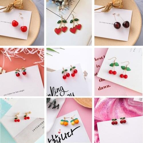 2020 Fashion New Sweet Cute Cherry Earrings Collection Hot Sale Red Fruit Cherry Fruit Earrings Beautiful Women Jewelry Gifts