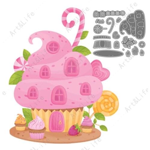 New Metal Cutting Dies Birthday Cake Icecream Biscuit house Stencils for Making Scrapbooking Album Paper Cards Embossing Cut Die