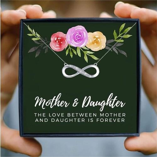 Mother Daughter Infinity Necklace for Women Simple Love Pendant Chain Necklaces Wedding Jewelry Party Christmas Gift