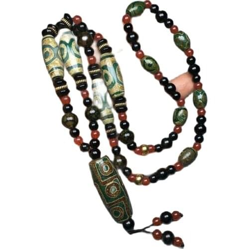 Old Tibet King Kong 369 eyes old Agate dZi Necklace Pendant Necklace