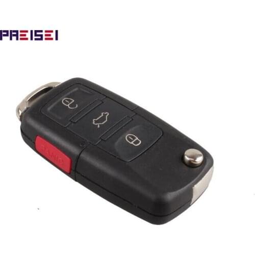PREISEI 5pieces/lot 3+Panic Buttons Car Remote Flip Key Covers Fob for VW key replacements