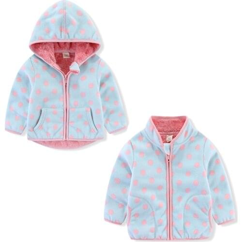 Jumping Meters New Girls Jackets Coats With Dots Zipper Toddler Autumn Winter Outwear Fashion Childrens Girls Hooded Coats