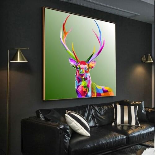 Christmas Decoration Painting Elk Poster Canvas print oil painting hand painted living room Modern art Abstract Animal picture
