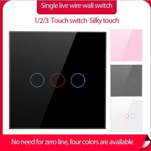 1/2/3 gang Single Firewire Touch Switch Tempered Glass European Standard Wall Switch Panel Household Type LED Indicators Switch