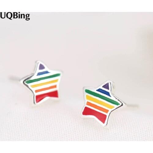 Korean Colorful Star Stud Earrings 925 Sterling Silver Stud Earrings Jewelry Pendientes Brincos Fashion Jewelry