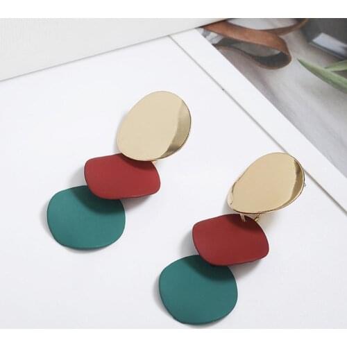 1Pair Colorful Slice bump wafer Dangle Earrings for Women Vintage Geometric Metal Pendant Drop Earring Fashion Jewelry