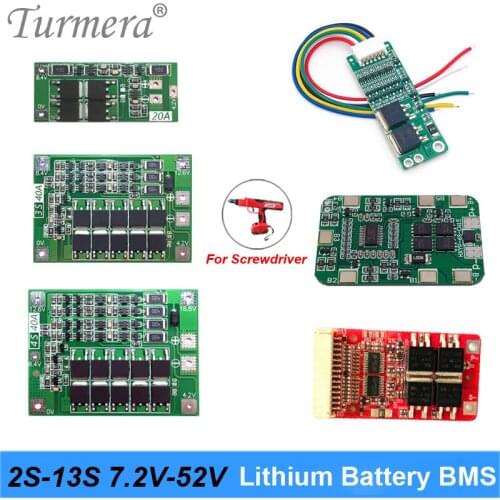 Turmera 2S 3S 4S 5S 6S 10S 15A 20A 40A BMS Protection Board with Balanced for 8.4V 12V 14.4V 18V 25V 36V Screwdriver Battery Use