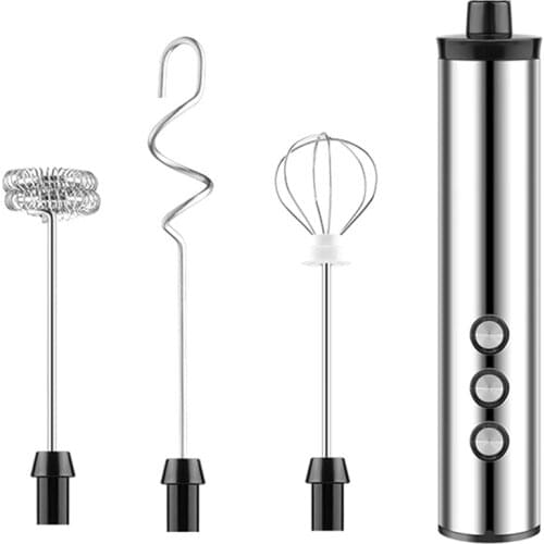 USB Electric Milk Frother 3 Speeds Cappuccino Coffee Foamer 3 Whisk Handheld Egg Beater Hot Chocolate Latte Drink Mixer