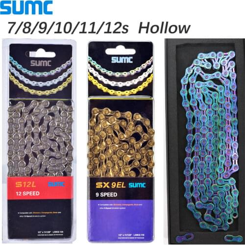 SUMC Bike Chain Semi Hollow X8 X9 X10 X11 X12 Lightweight 6 7 8 9 10 11 12 Speed MTB Road Bike Folding SL EL oil slick rainbow