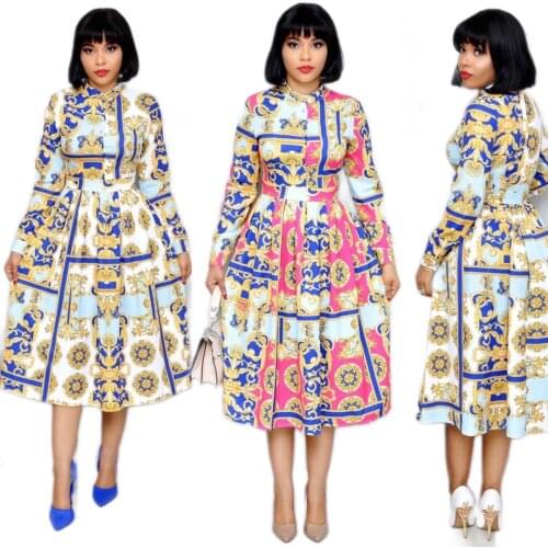 VITIANA Women Casual Long Dress Autumn 2021 Female A-Line Long Sleeve Print Dresses Femme Elegant Fashion Vestidos Africa