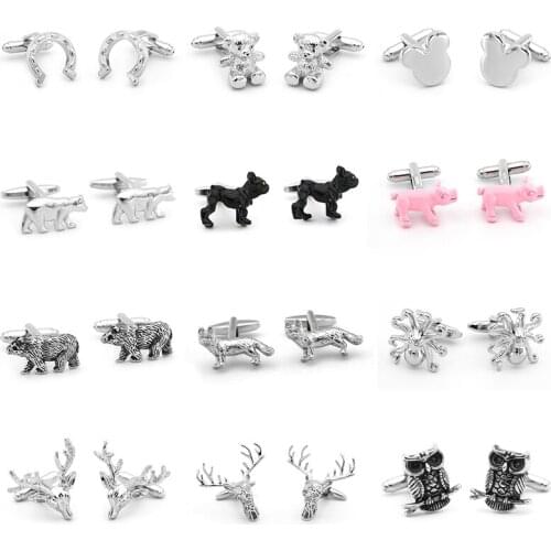 Novel And Creative Suit Shirt Cufflinks Animal Series Panda Dog Pig Fox Octopus Elk Design Cufflinks Classic Luxury