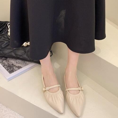 Ladies Dress Shoes Pointed Toe Buckle Strap Ladies Shoes Beige Black Sexy Womens Shoes Italian Shoe Set for Party In Women