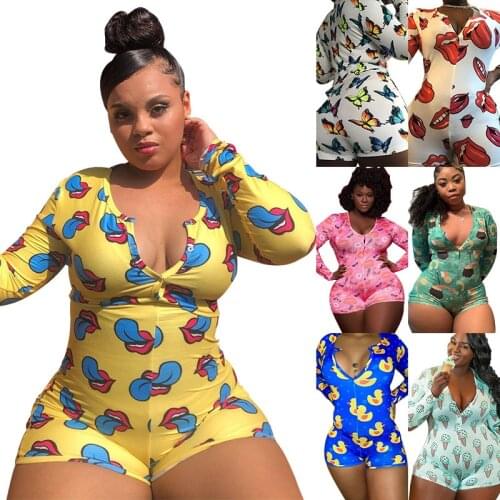 TB5145 2021 Tight Shorts Large Size Break Up Interest High End Woman Sexy Jumpsuit Sleepwear Home Printed One-piece Pyjamas