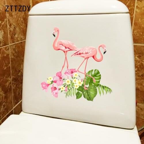 ZTTZDY 22.9CM×23.8CM Tropical Plant Flamingo Home Room Decor Classic Wall Toilet Sticker T2-1041