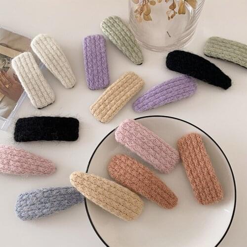 1PC Warm Color Series Hand Made Knitting Wool Girl Hairpin Top Edge Clip Bangs Womens Hair Clips HeadWear