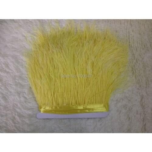 10yards/lot YELLOW ostrich feather trim fringe on Satin Header 5-6inch in width for Wedding Dress,Veren Decoratie