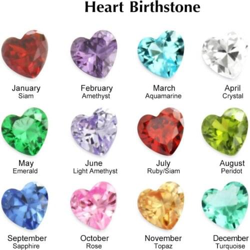 12pcs 5*5*3mm Crystal Zircon Heart Shape Birthstone DIY Birthday Stones 12 Months Floating Charms