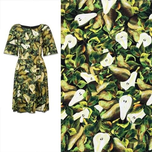 145cm Width Fashion Pear Print Multicolor Stretch Polyester Cady Linen Fabric For Woman Summer Dresses Skirts Blouse Sewing DIY