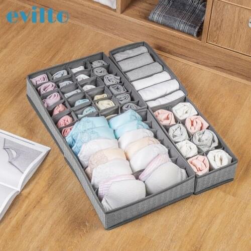 4pcs Foldable Underwear Drawer Organizers Dividers Closet Dresser Clothes Storage Organizer Box For Bras Scarves Ties Socks Boxe