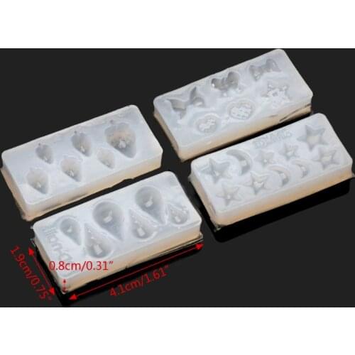 5Pcs 3D Silicone Molds Nail Art Decor Moon Star Shell Strawberry Bow Lips Molds