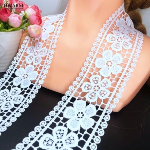 5yard 6cm Pentaphyllum flower white african lace fabric ribbon trim wedding decoration hat pillow skirt accessories DIY sewing