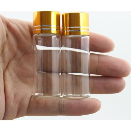 50pcs/Lot 22*60mm 12ml Glass Bottles Golden Plastic Caps Crafts Tiny Jars Transparent Empty Glass Jars Mini Bottle Diy Gift