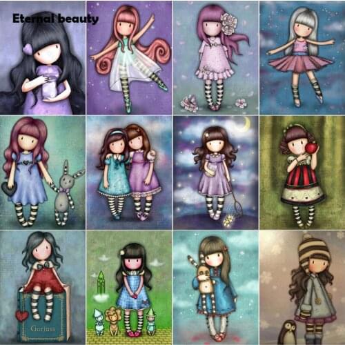 Diamond Painting Cartoon Cute Girl Cartoon Portrait Diamond Mosaic Art Painting Cross Stitch Kits Diamond Embroidery Handcrafts