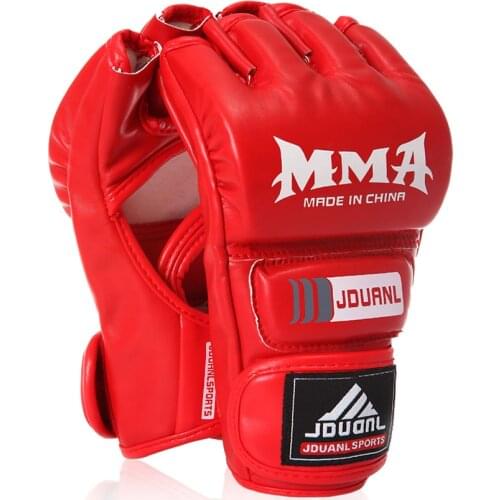 MMA Boxing GlovesTop Quality PU Leather Mitts Mitten MMA Muay Thai Training Punching Sparring Boxing Gloves Black/White/Red M064