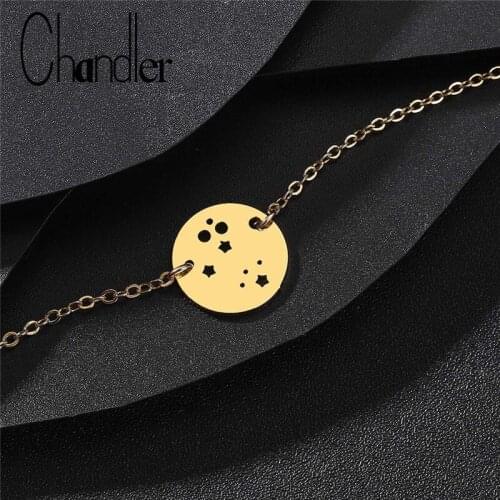 Chandler Stainless Steel Bracelet Simple Starry Sky Link Chain Round Night Charm Bangle Wholesale Metal Simple Bijoux