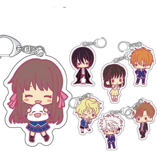Anime Man Key Chain FRUITS BASKET Women Key Ring Acrylic Chain for Pants Pendant Kids Key Holder Jewelry Lady Brelok Honda Tohru