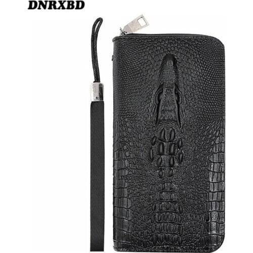 Wallet For Men Crocodile Pattern Men Clutch Bag Large Capacity zipper phone bag Multifunction card holder luxury mens wallet