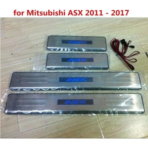 FOR Mitsubishi ASX Outlander lancer EX LED Welcome Pedal Scuff Plate Door Sill Cover car styling auto accessories 2007-2017