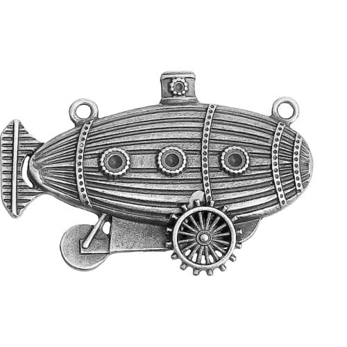 DoreenBeads Zinc Based Alloy Antique Bronze Silver Color Steampunk Connectors Boat Gear Fashion DIY Componets 49mm x 33mm, 2 PCs