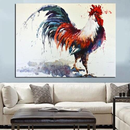 HD Print Abstract Rooster Watercolor Oil Painting on Canvas Wall Picture Art Animal Modern Cuadros Decoration For Living Room