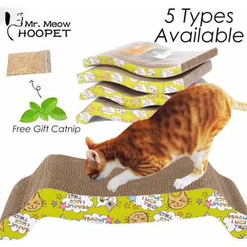 Hoopet Cat Corrugated Scratch Board Pad Durable Double-side Pad Scratch Bed Mat Claws Care Interactive Toy For Pet Cat Training