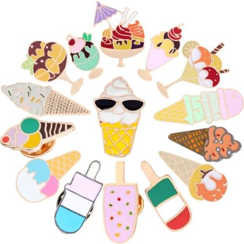 Fashion Ice Cream Dessert Brooch Vintage Enamel Pin Jackets Badge Shirt Hijab Pins Metal Accessories Brooches For Women Jewelry